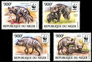 Нигер, 2015, Гиена, WWF, 4 марки